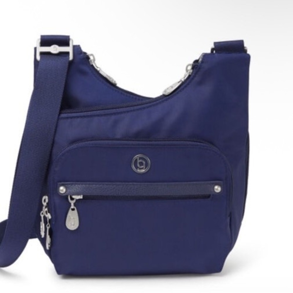 New baggallini Charlotte Navy Blue Nylon Crossbody Bag $85 RFID Protect Travel